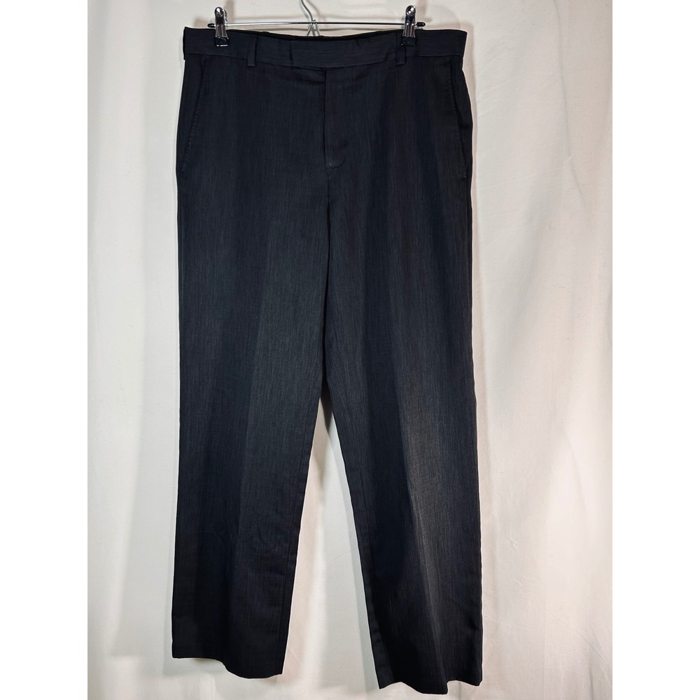 Mens Charcoal Gray Flat‎ Front Straight Leg Dress Pants Trousers 36x31